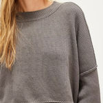 Free People  Easy Street Crop Pullover Sweater in Grey Size XL Preppy Fall Photo 0