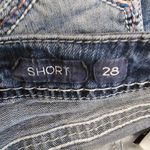 GRACE IN LA  Dark Wash Aztec Embroidered Lowrise Denim Shorts Size 28 Photo 5