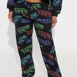 Von Dutch NWT  Black Trackpants with Colorful Logos size Medium Photo 0