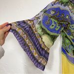 CAbi  Yellow Purple Silk Tunic Sheer Womens XS Swim Coverup Beachy Vacation Wear Photo 3