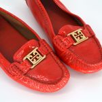 Tory Burch Kendrick Patent Leather Driving Loafer Shoes Red Orange Women's 7.5 Photo 8