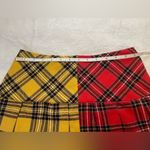 Zaful  Split Plaid Pleated Mini Skirt Sm Red Yellow Tartan Photo 5
