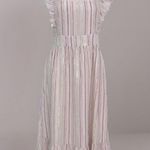 Ann Taylor NEW Victoria Ruffle Midi Dress Size 8 Cutout Back Shimmer Stripe Photo 3