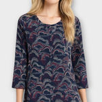 EXPRESS  size L cloud print long-sleeve blouse high-low hem Photo 0