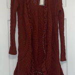 Anthropologie Rosie Neira Dark Rust Open Ruffle Cardigan, NWT Photo 0