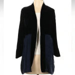 Anthropologie Tina & Jo Navy Blue Timeless Velvet Silk Cardigan Sweater Size S Photo 3