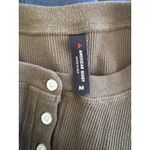 NWOT American Giant Olive Green Waffle Knit Henley Long Sleeve Shirt Womens MED Photo 5