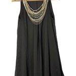 ZARA Charcoal Gray Y2K Beaded Scoop Neck Bubble Hem Mini Dress S Photo 0