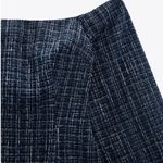 ZARA  textured navy tweed flare sleeves off the shoulder top Photo 7