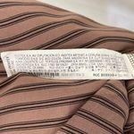 ZARA New  Ruffled Ruched Dress V-Neck Short Sleeve Midi Brown Stripe Photo 16