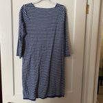 J. McLaughlin  Blue White Striped Knee Length 3/4 Sleeve Dress XS Square Neck Photo 4