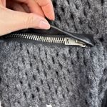 IRO  38 US 4 Lina Knit Gray Wool Blend Leather Trim Moto Jacket Women’s Open Knit Photo 4