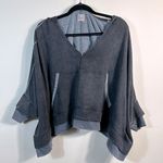 Free People Bonfire Hoodie Relaxed Fit V-Neck Hooded Layered Hem Women Medium Photo 1