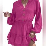 NEW Hot Pink Ruffle Mini Dress Size Small Crepe Barbie Mean Girls Party Photo 10