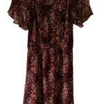 Sundance Dress Midi 100% Silk Floral Burgundy Tulip Sleeve Romantic Boho Size S Photo 0