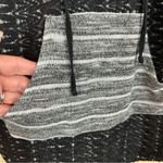 Striped Lace & Lurex Cowl Neck Roll Tab Sleeve Floral Lace Top Medium Gray Photo 3