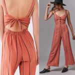 Urban Outfitters Jumpsuit STRIPED LINEN BLEND TIE BACK ASHLEY SMALL Photo 1
