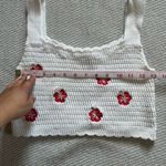 Wild Fable  White Red Crochet Hawaiian Floral Hibiscus Crop Top Tank Sz Sm Photo 3