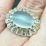 Sterling Silver Vintage 925 Signed  Chalcedony Natural Stone Ring Size 6.5 Photo 3