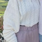 White Cropped Sweater Size M Photo 0