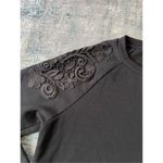 Gloria Vanderbilt  Black Floral Lace Shoulder Sweater Medium Photo 2