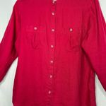Kate Hill Red Linen Button Up Blouse Size PM Photo 7