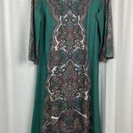Soft Surroundings Milana Green Paisley Print Knit Midi Dress Sz.S Photo 2