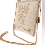 NWT Mary Francis Creme and Gold Beaded Bride Tribe Clutch Bag Photo 2
