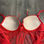 Victoria's Secret Victoria’s Secret Sheer Red Lace Push Up Baby Doll Slip Size 36C Photo 7