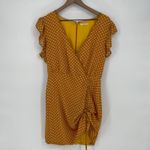 Tularosa  Mustard Yellow Polka Dot Ruffle Sleeve Wrap Dress Size M Photo 1