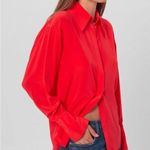 Equipment  red silk melinelle button front blouse NWT Photo 0