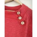 Free People We the  Womens M Coral Don't Forget Me Top Button Sweatshirt Dolman Photo 2