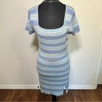 Cider  Blue and Gray Striped Knit Dress Photo 1