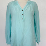 Lilly Pulitzer Solid Silk Long Sleeve Blouse with Mandarin Collar Photo 0