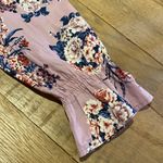 Chocolate USA  Cotton Smocked Waist Mock Neck Puff Sleeve Blouse Floral MEDIUM Photo 3