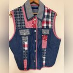 Karen Scott Patchwork Denim Vest L Photo 1