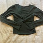 Brandy Melville Forest Green V-Neck Long Sleeve Top M Photo 1