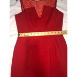 Black Halo Red Dress Size 4 Lace Sleeveless Midi Pencil Stretch Made USA LA Photo 4