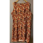 I.N. Studio Black And Orange Print High Neck Zip Back Dress Size 22W Photo 1