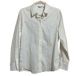 Carlisle New York Size 12 White Mixed Media Button Up Shirt Lace Back Collar Top Photo 0