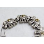 Source Unknown Elegant Elephants Silver Tone Slide Metal Rhinestones Box Latch 7 Inch Bracelet Photo 1