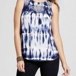 Knox Rose Blue Tie Dye Shibori Crew Neck Casual Boho Tank Top Size Medium Photo 0
