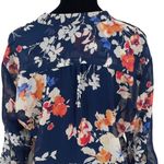 Kut From The Kloth Womens Floral Sheer Tunic Blouse Navy Multicolor Size Medium Photo 4