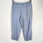 Jones New York Blue Cropped Pull-On Linen Pants Size Large Linen Tapered Pants Photo 3