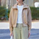 Uniqlo  DRY Sweat Tall Neck Full-Zip Hoodie Jacket Beige NWT XL Photo 3