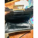 Vintage 70s/80s Black Beaded Embroidered Clutch Closure Beaded Handled Handbag Photo 6