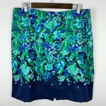 Talbots Pencil Skirt Womens 16 Blue Green Floral Garden Office Feminine Chic Photo 0