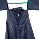 Selfie Leslie  Aly Off the Shoulder Satin Romper Navy Blue‎ Size Small Photo 6