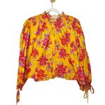 Rhode Resort Louisa Puff Long Sleeve Top Gold Lanai Floral Print XS Yellow Photo 1
