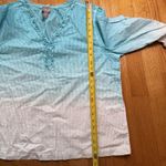 Chico's Chico’s Ombre Tunic Top White Aqua Sz 2 EUC Ruffle Resort Wear Coastal Cruise Photo 7
